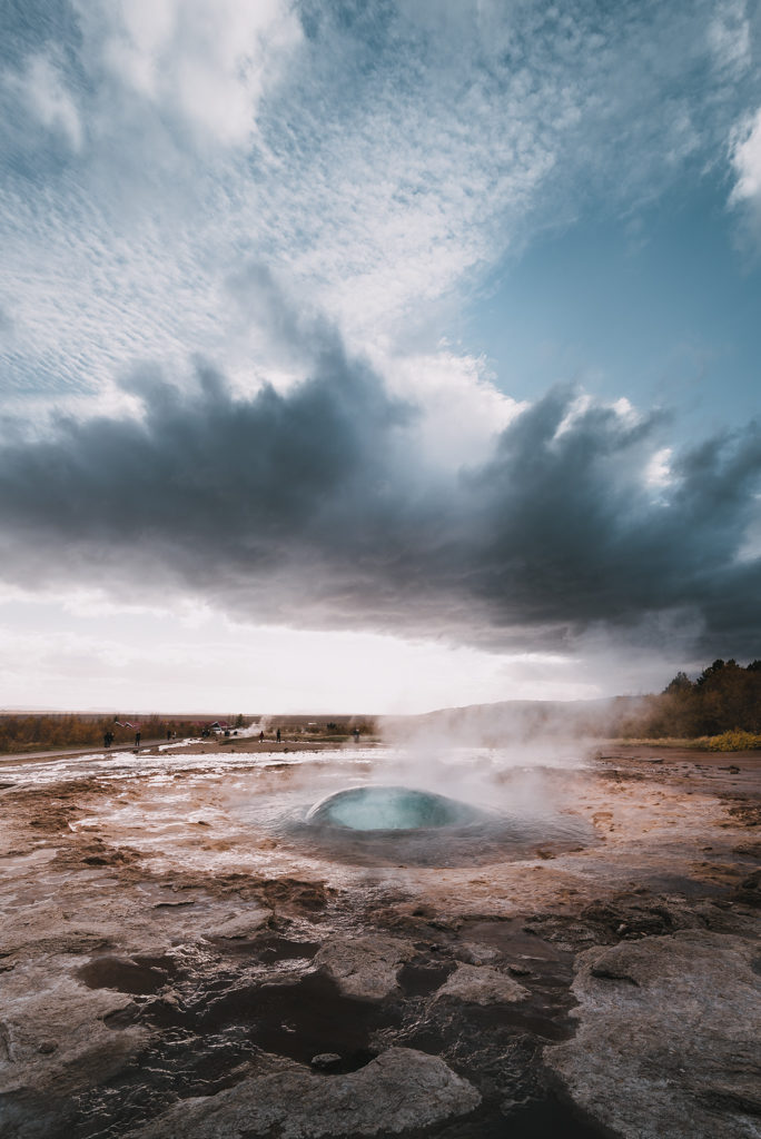 Strokkur geyser in Iceland right before eruption