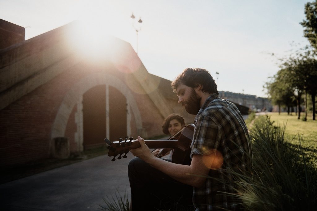 Séance photo avec des musiciens
