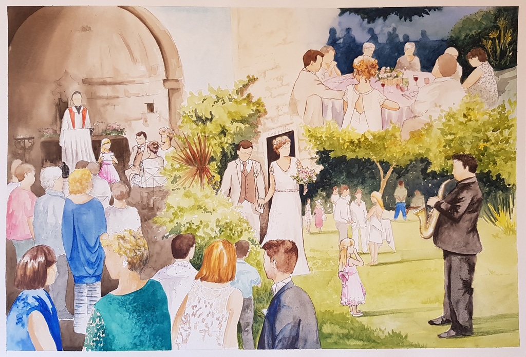Idée de cadeau de mariage originale : une peinture de mariage